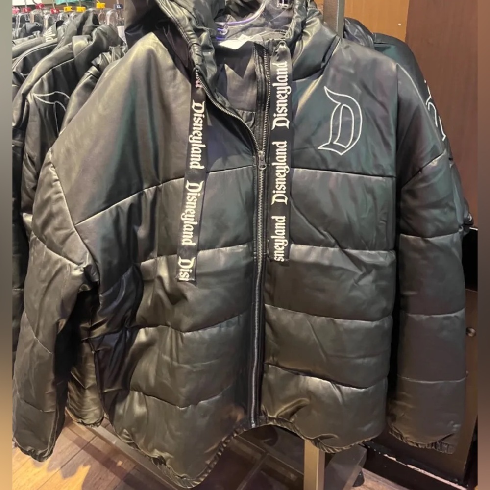 New Disneyland Black Leather puffer jacket